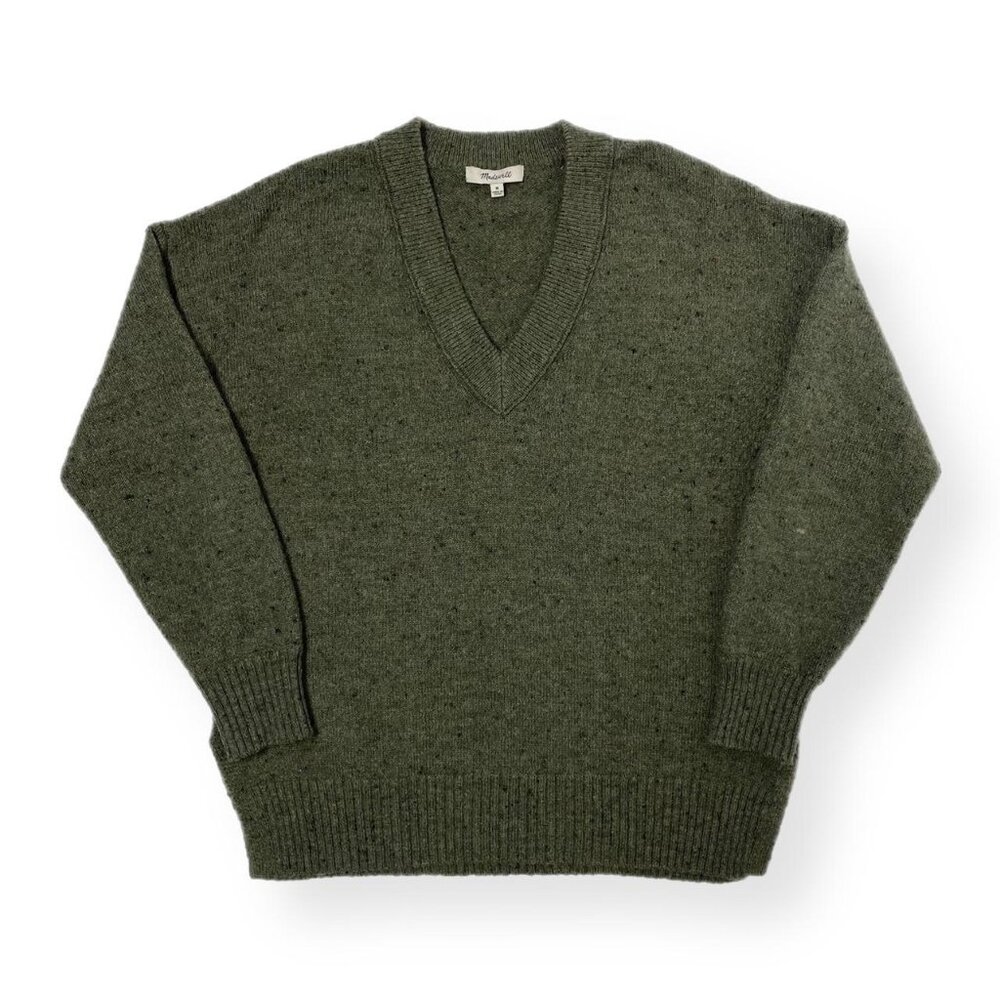 Madewell Green Sweater V Neck Wool Blend L